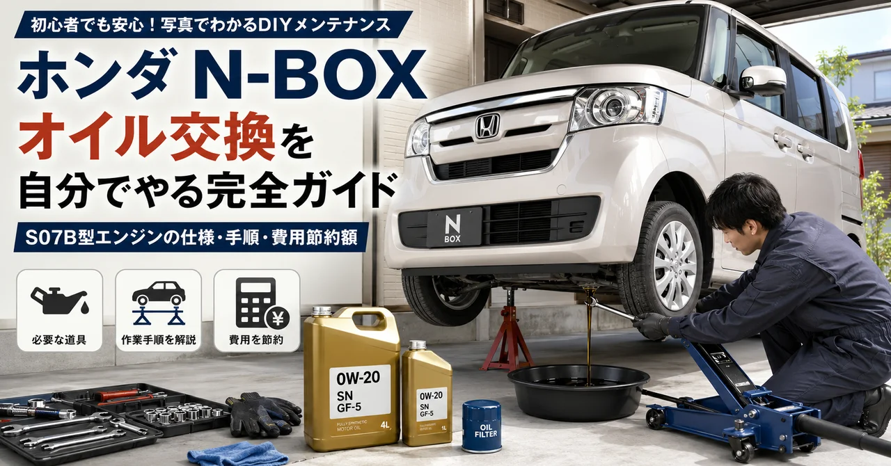 ホンダ N-BOX オイル交換を自分でやる完全ガイド｜S07B型エンジンの仕様・手順・費用節約額